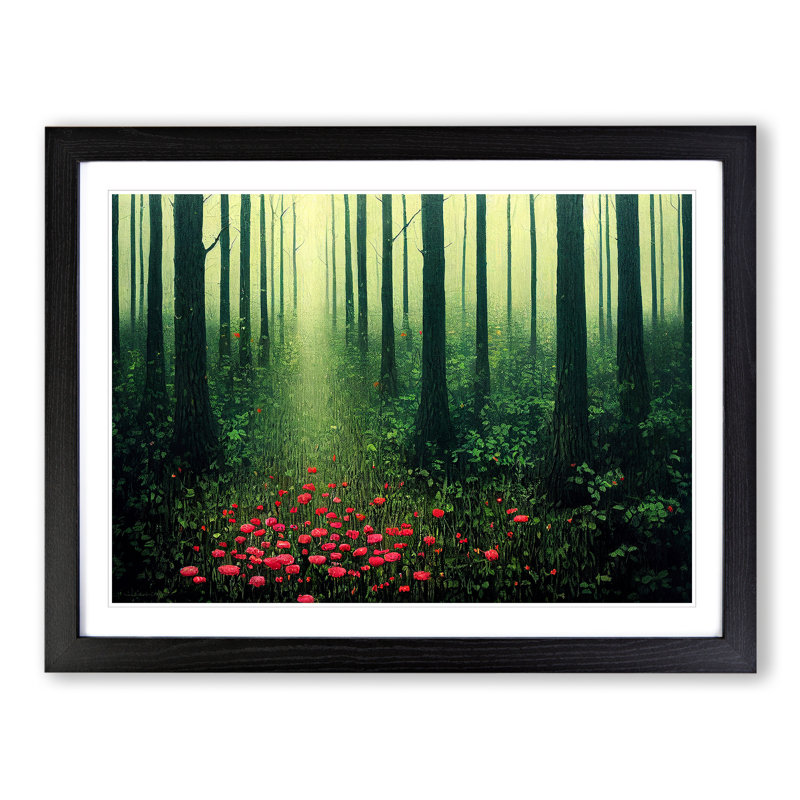 XH1022-9720X Vivid Spring Forest 1 Piece Single Picture Frame Wall Art, 34cm H x 46cm W x 2cm D, Black Framed