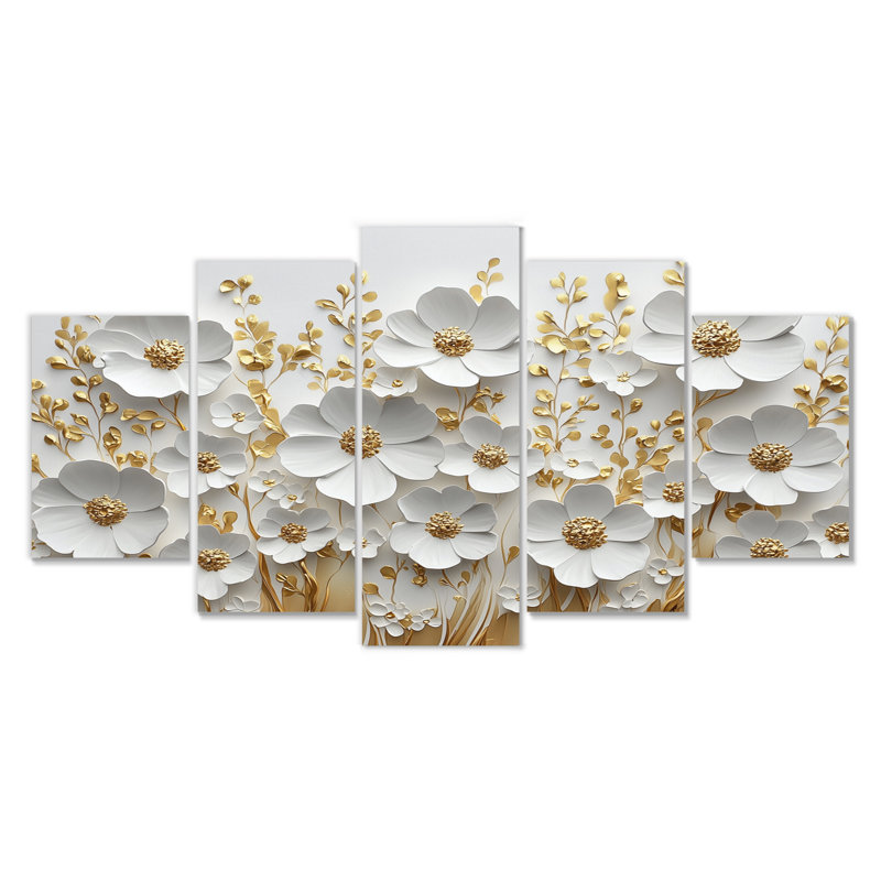 Mylei - Art mural fleurs sauvages - décoration murale traditionnelle 5 pièces