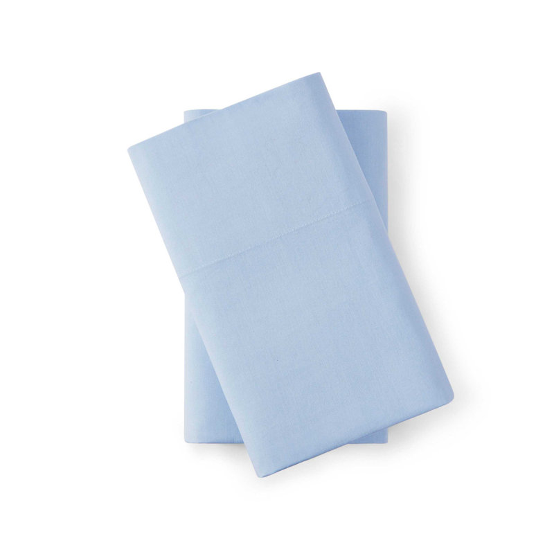 Tommy Hilfiger Hilfiger Essentials Cotton Solid Blue 2 Piece Standard Pillowcase Set, Blue