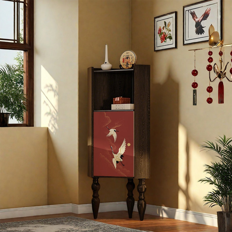 Armoire de rangement en noyer avec porte simple