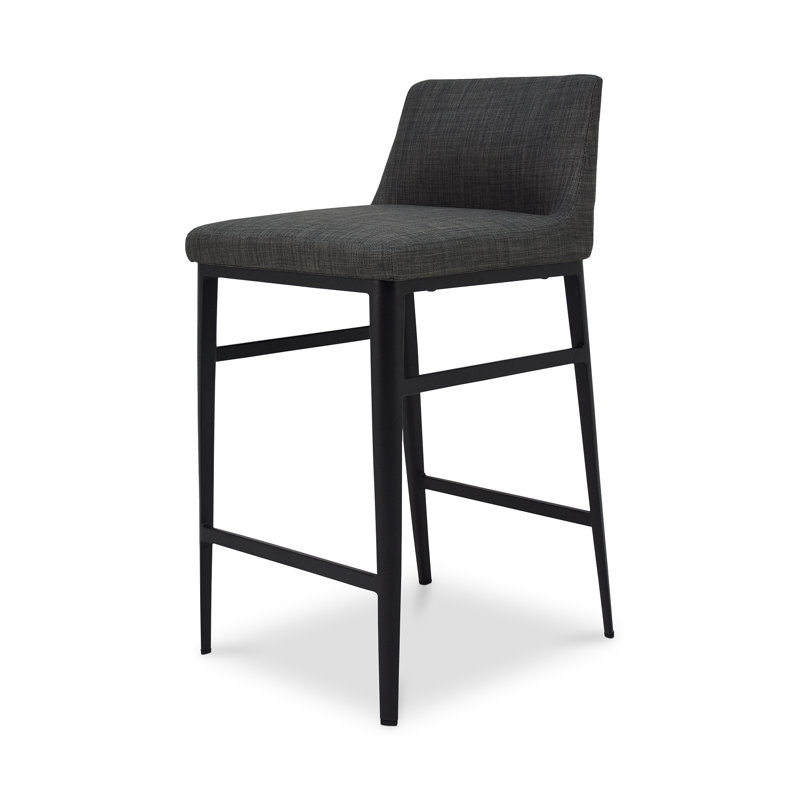 Baron Upholstered Stool with Metal Frame, Counter Stool (25.5” Seat Height), Charcoal