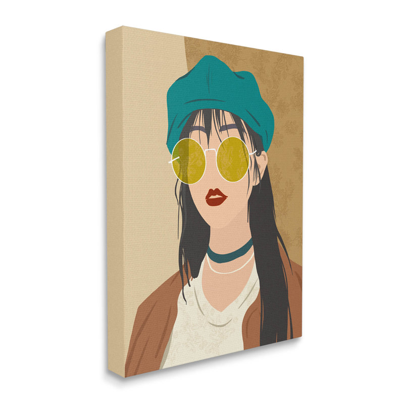«Boho Fashion Girl Portrait» par Ziwei Li, H 20 po x l 16 po x P 1,5 po, Toile tendue