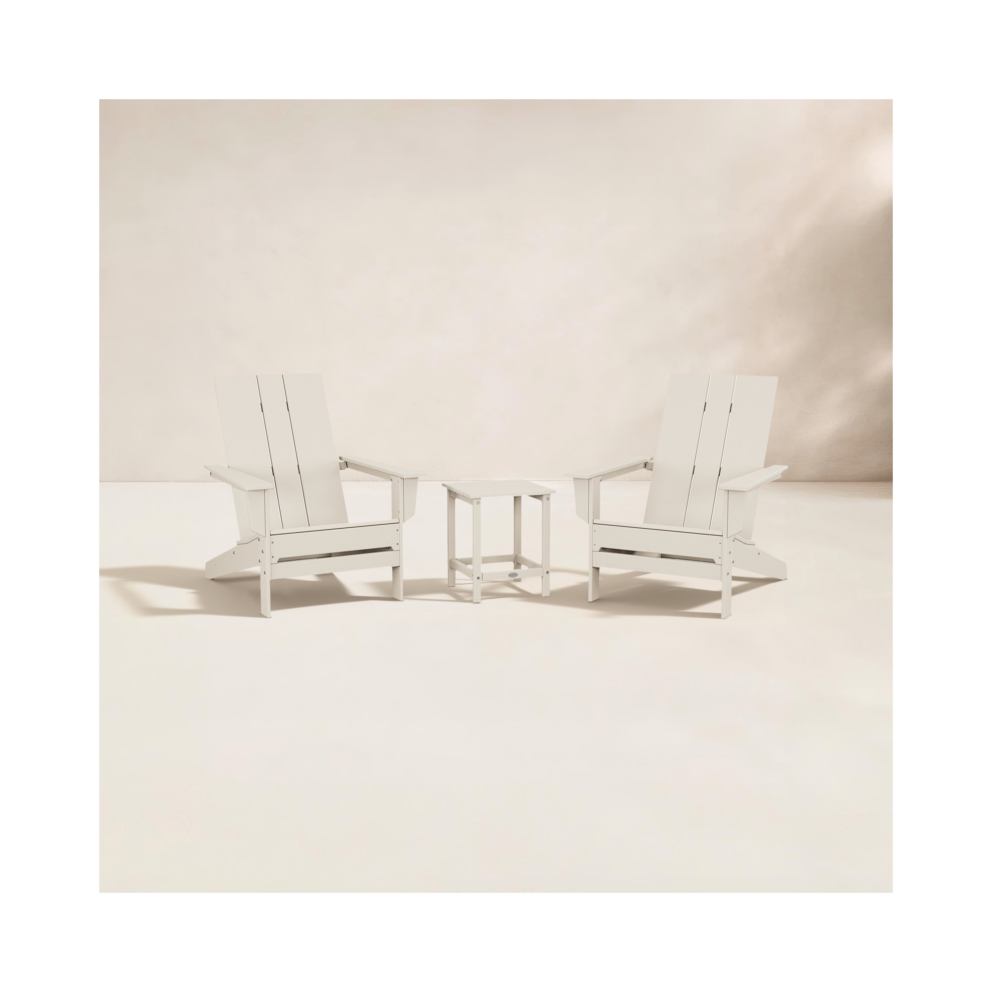 POLYWOOD x AllModern Adirondack Chairs with Table, Sand
