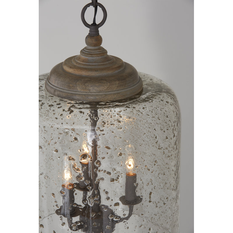 Nordic Grey Clear Glass 3-Light Drum Pendant