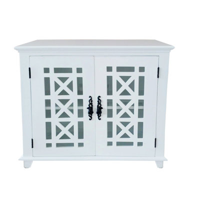 Armoire décorative en bois massif avec porte et tablette en verre