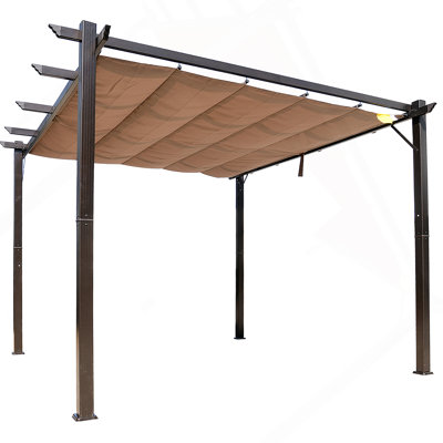 10' X 10' Outdoor Retractable Pergola Canopy, Aluminum Patio Pergola, Backyard Shade Shelter For Porch Party, Garden, Grill Gazebo
