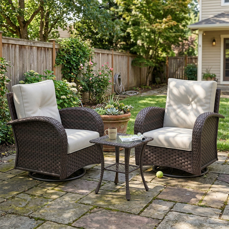 Ensemble de meubles de patio d'extérieur 3 pièces Layinsun, Beige, Brun
