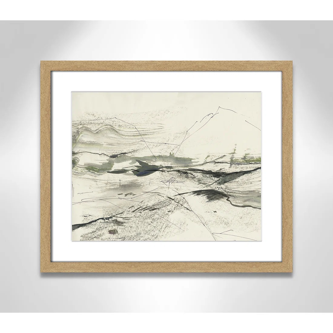 Green Sketches by PI Studio, White, Natural Box Picture Framed, 16" H x 19" W x 1.25" D