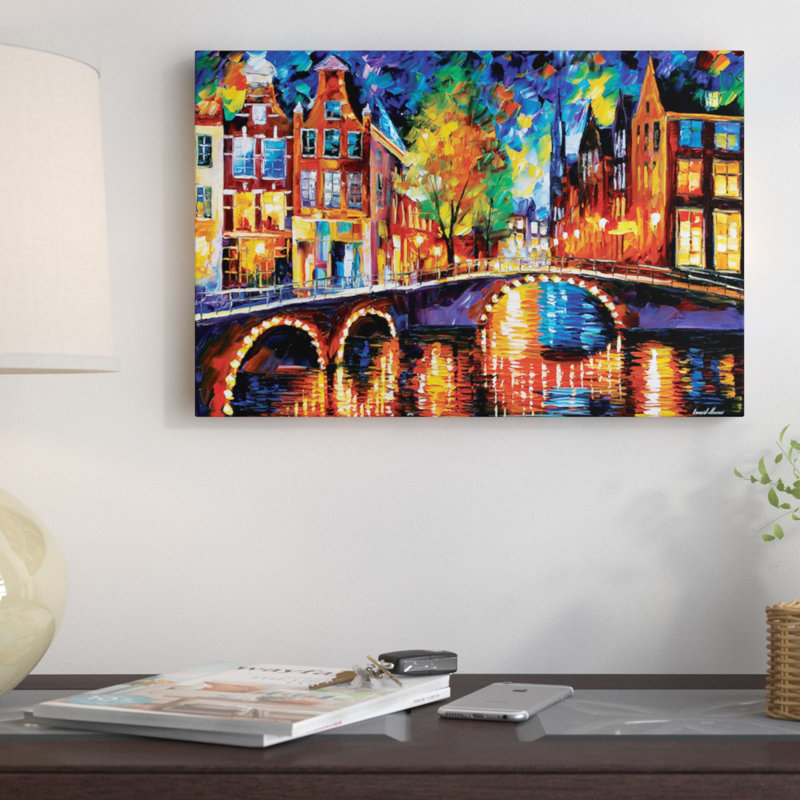 «The Bridges of Amsterdam», reproduction d'art sur toile tendue, H 26 po x l 40 po x P 1,5 po