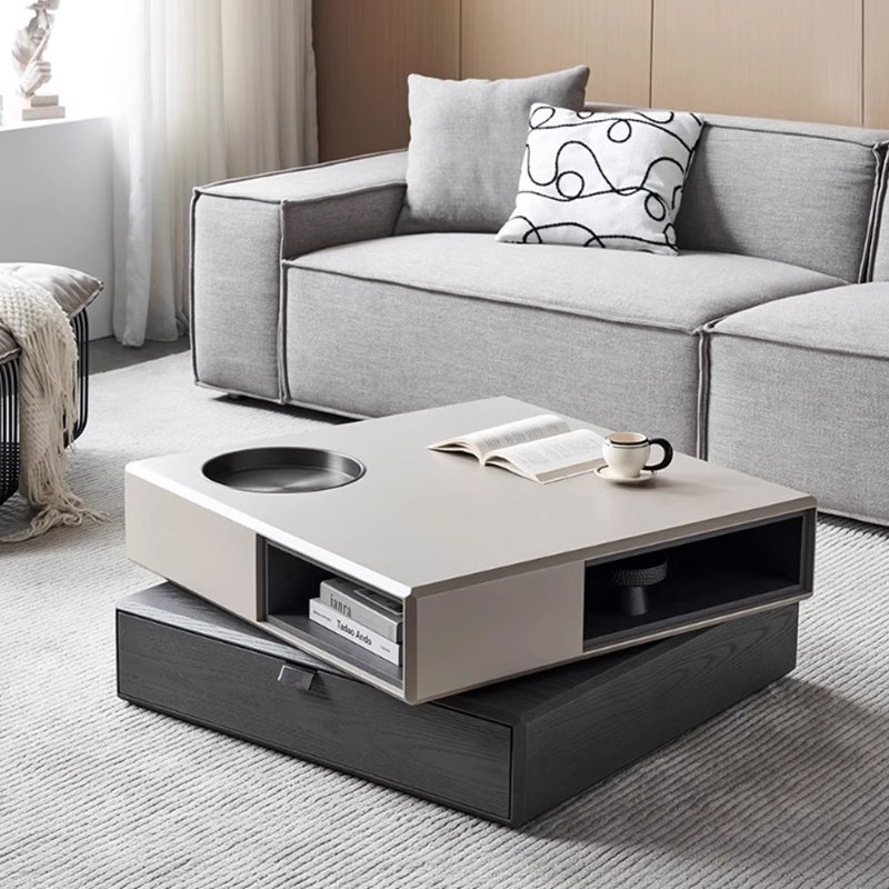 Luxury-simplified rotating cube coffee table