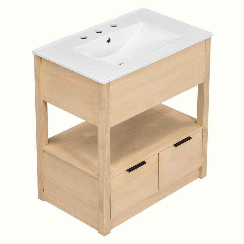 Meuble-lavabo 30 po avec comptoir d'évier, Naturel
