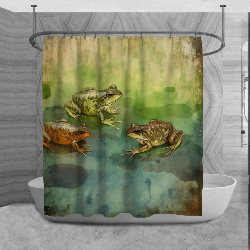 Rideau de douche grenouille, décoration de salle de bain, vert, H 84 po x l 70 po x P 6 po