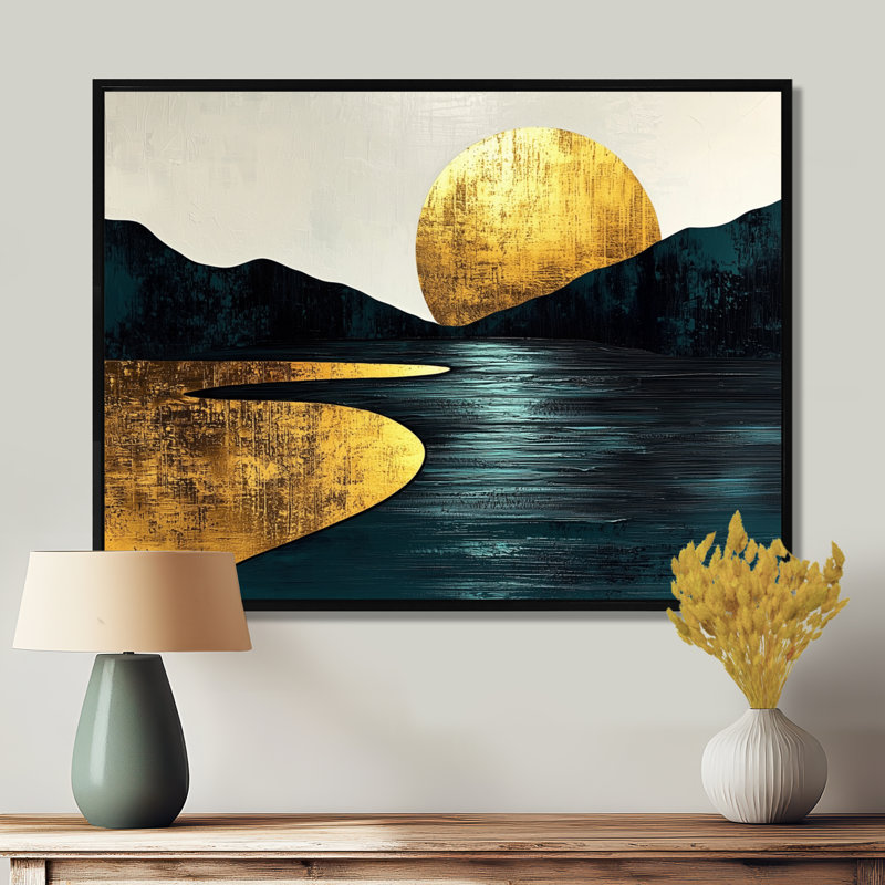 Randles Quiet Bold River dans la collection Emerald Gold Harmony II - Forest River Mountains, fresque murale, Avec cadre