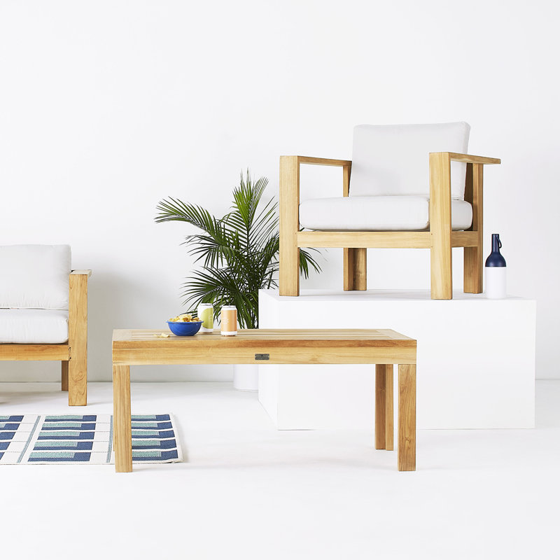 Ando Outdoor Teak Lounge Chair, Spectrum Indigo Sunbrella®