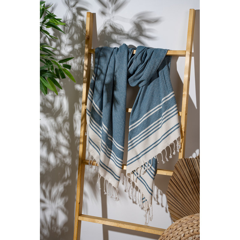 Soft Indigo Blue Fouta Beach Towel, 60% Cotton & 40% Polyester, 35.4 x 66.9 inches | Lightweight 6.3 oz/sq yd Fabric, Machine Washable at 86°F | Perfect for Beach, Pool, and Spa Use, Quick-Drying & Stylish Design