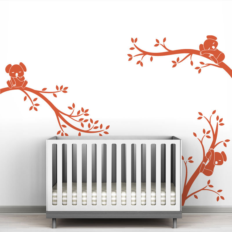 Décalcomanie murale branches monochrome tree branches Koala, Orange foncé