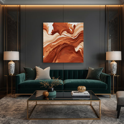 Aquarelle abstraite, art mural sur toile 3 bruns