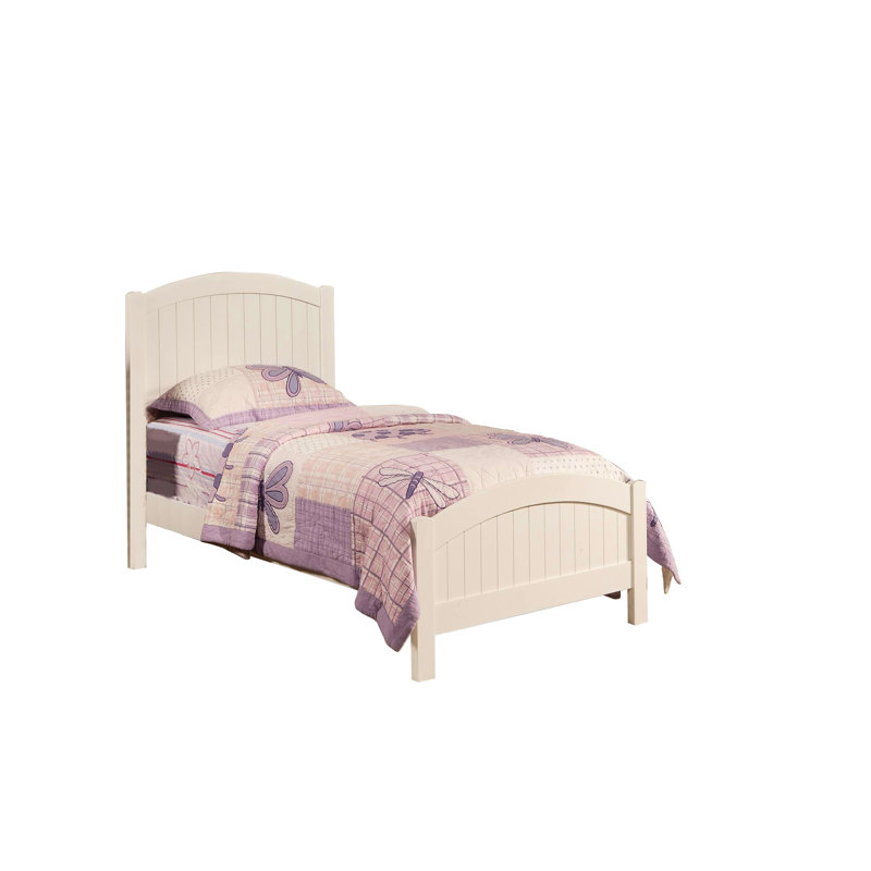 Twin Bedroom Bed In White Plywood - Contemporary Style With Vertical Lines Headpiece Ornament For Modern Elegance Head
