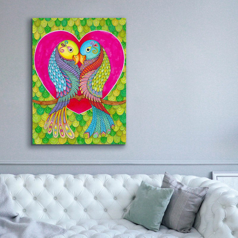 «Lovebirds In Color» par Hello Angel, art mural sur toile, H 54 po x l 40 po x P 1,5 po