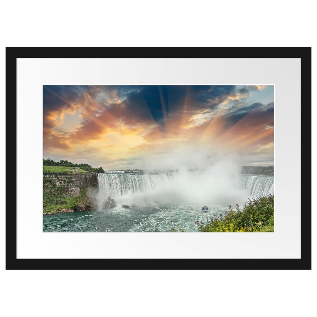 Gerahmtes Poster Niagarafälle bei Sonnenuntergang