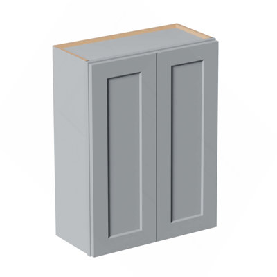Armoire murale en bois massif de 27 pouces avec portes à fermeture douce et tablettes réglables pour la cuisine, la salle de bain et la buanderie