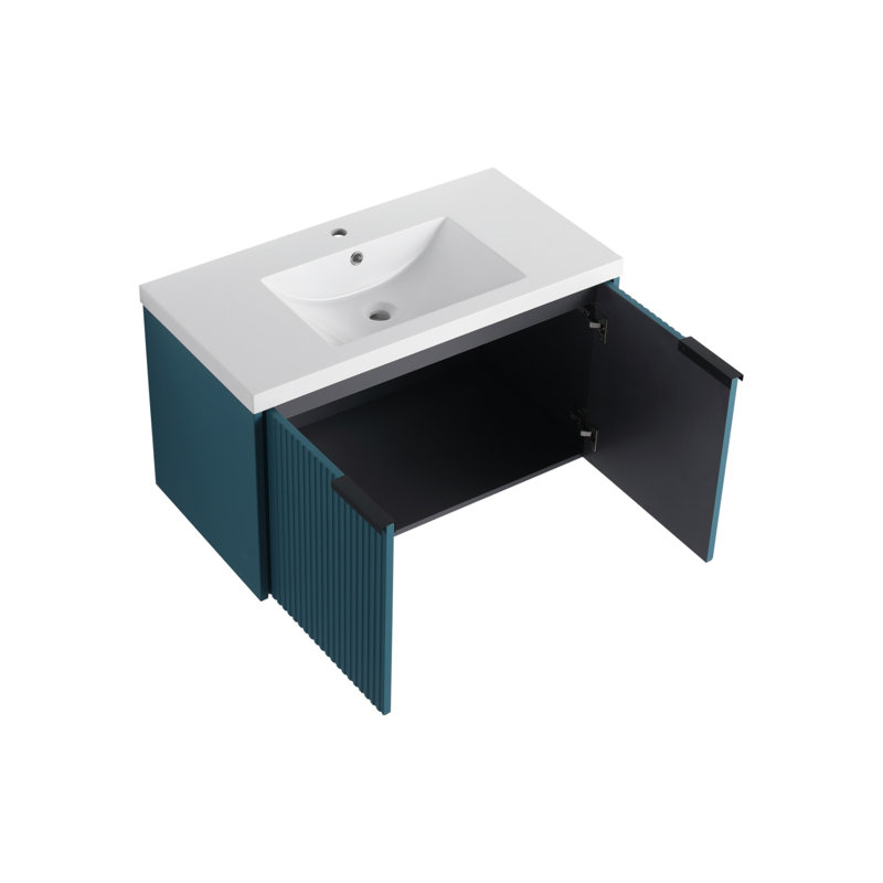 36-inch Wall Mount Bathroom Vanity, Blue