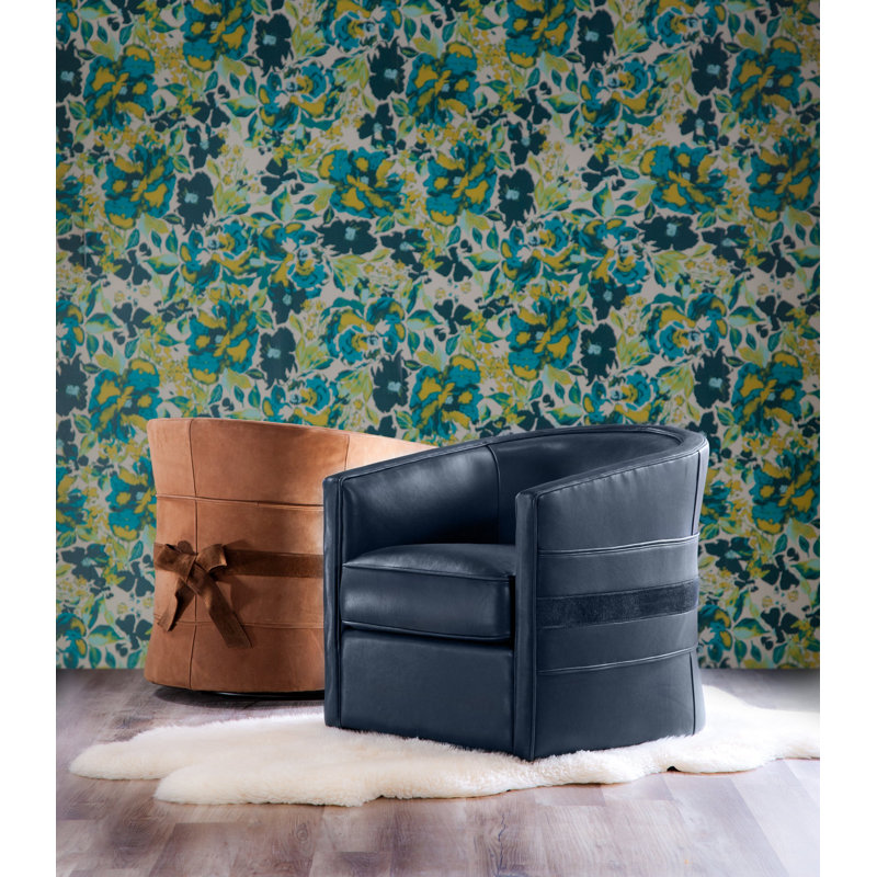 Everlea Swivel Chair in Athena Night, Athena Night Genuine Leather