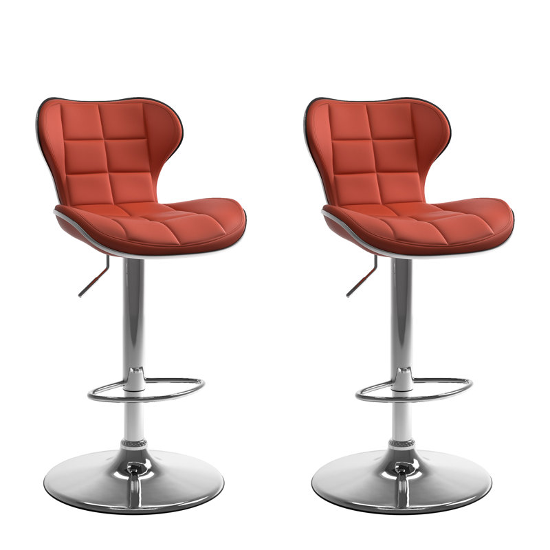 Carty Swivel Upholstered Adjustable Height Counter Stool, Red
