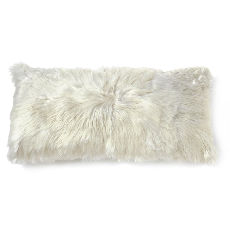  Lumbar Cushion Alpaca Suri Wool With Microsuede Back 22" W x 11" H Indoor Accent Pillow, ivory