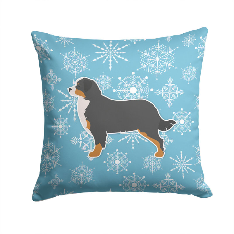Coussin intérieur/extérieur en flocons d’hiver, H 14 po x l 14 po x P 3 po