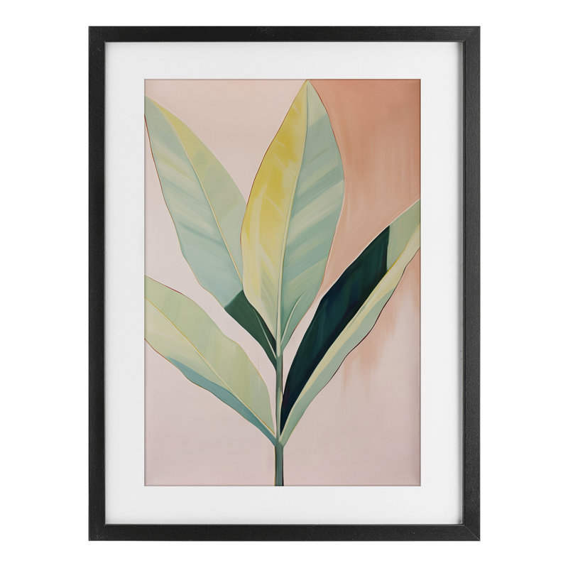 «Tropical Pastel Plant Palms», reproduction sous verre encadrée, design par Sissi et Seb, H 20 po x l 14 po