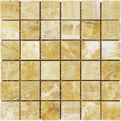 Honey Natural Stone Grid Mosaic Wall & Floor Tile