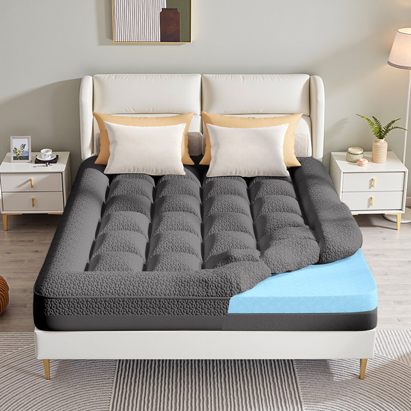 Surmatelas en mousse à mémoire de forme avec housse à poche profonde, Gris