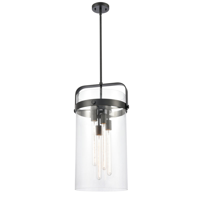 Luminaire suspendu cylindrique à 4 lumières à intensité variable Fenecia, Noir mat