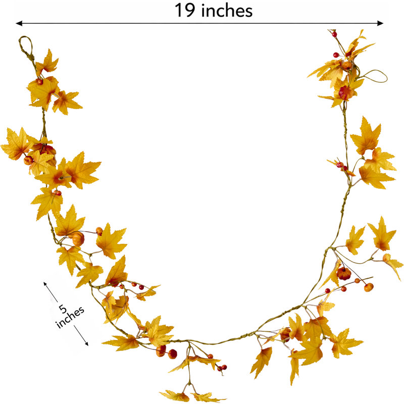Guirlande 60 "avec feuilles d'érable artificielles avec baies et mini citrouilles, ensemble de 2