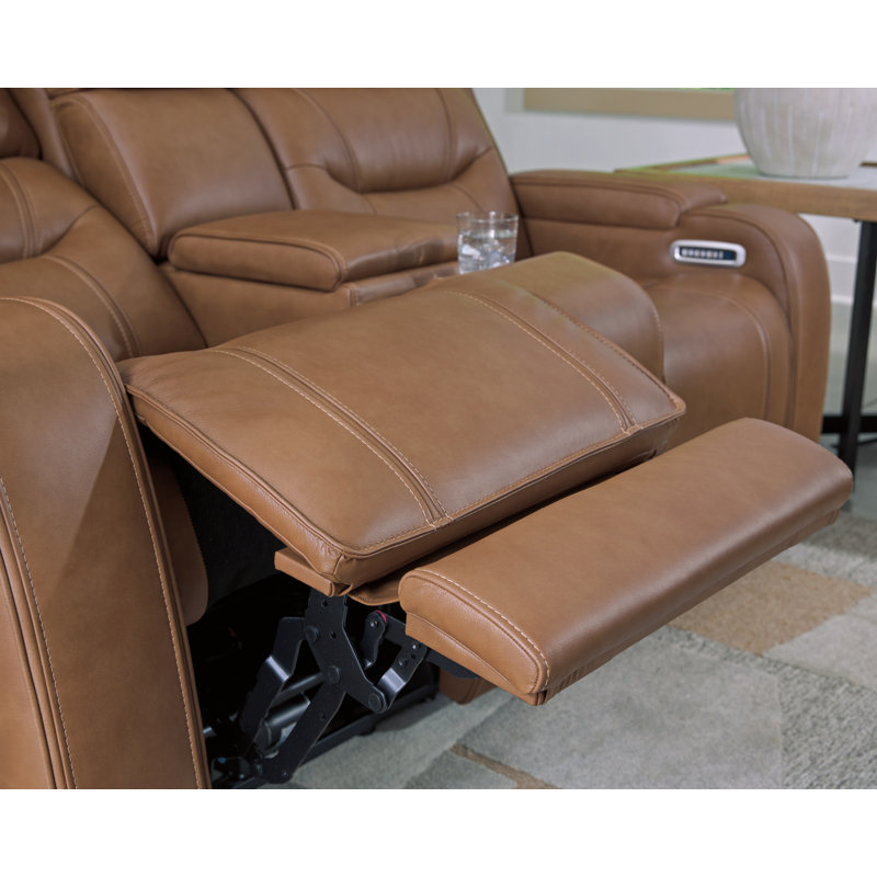 Akron Akron Power Reclining Loveseat With Audio Seating, Tan