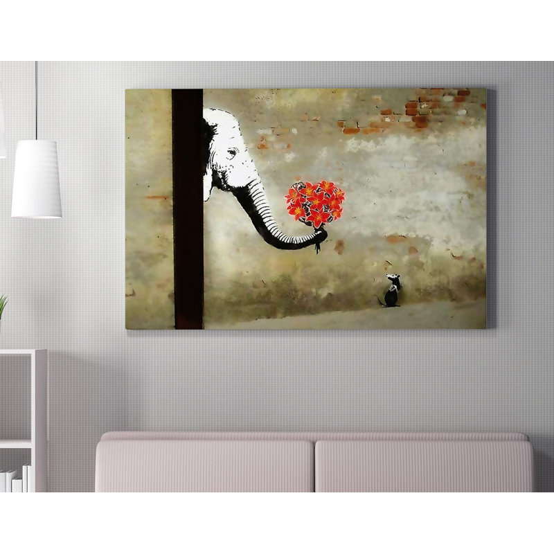 Bansky, impression sur toile tendue, L 39 po x H 28 po