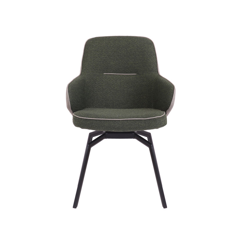Zynah Swivel Upholstered Accent Chair with Steel Legs, Green Polyester Blend