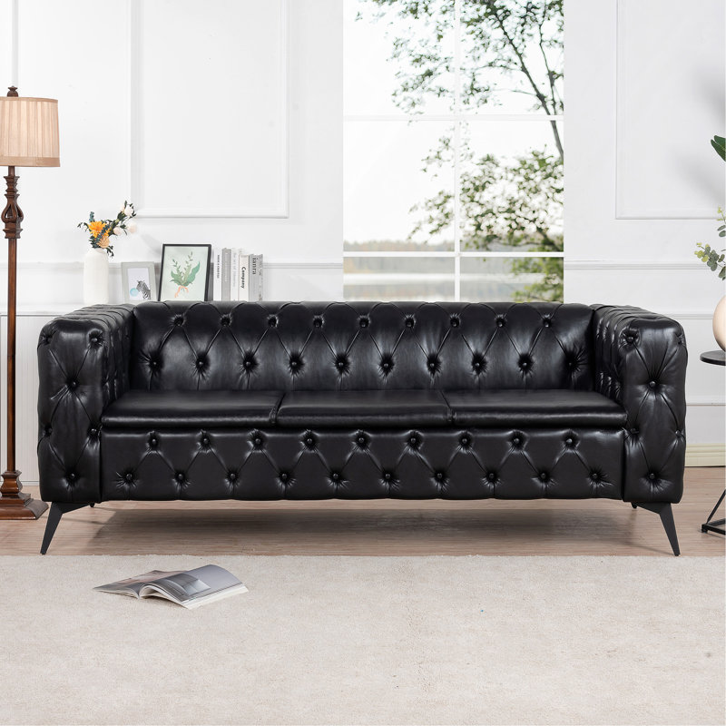 Canapé 3 places à coussin carré amovible de 84,06 po de largeur