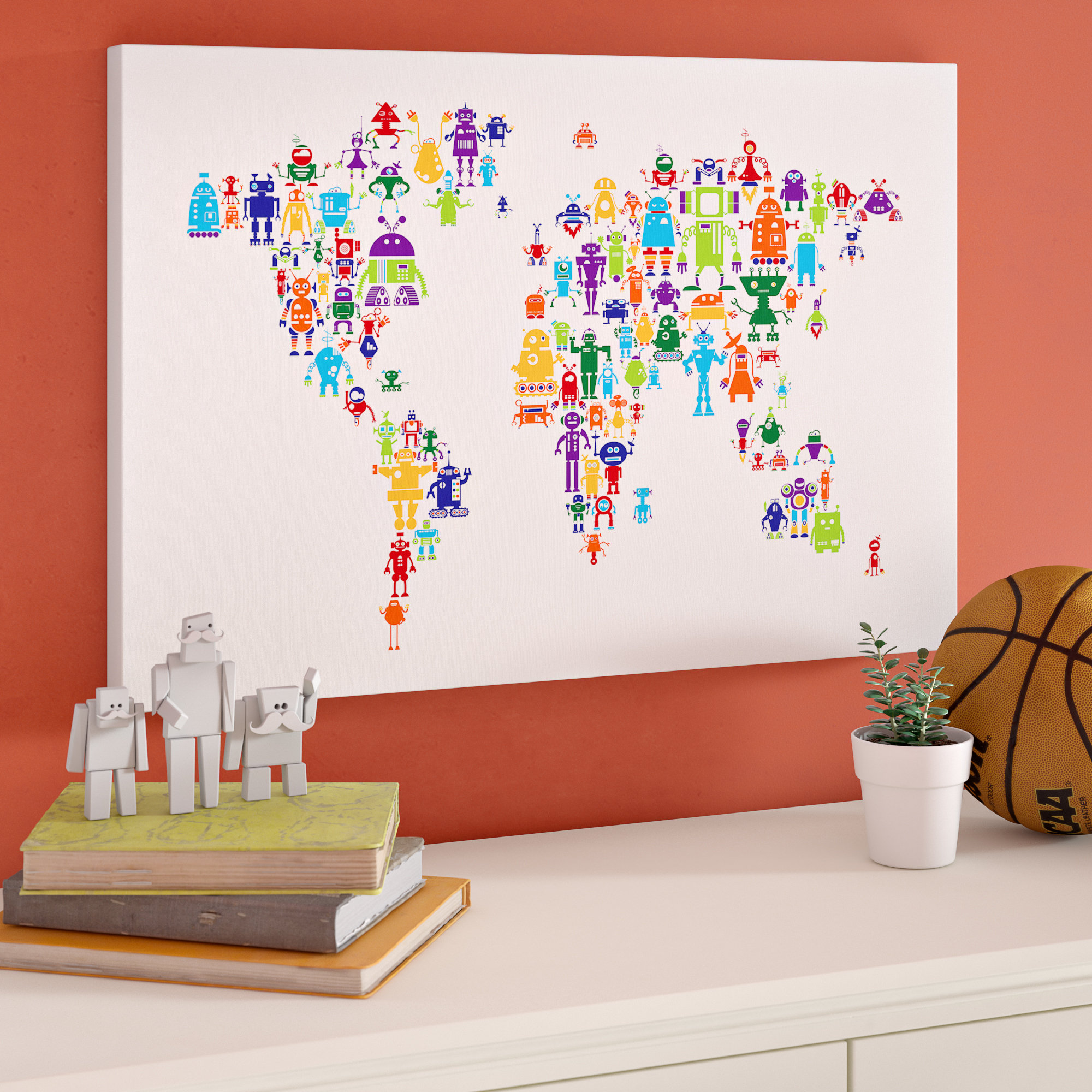Zoomie Kids 'Robot World Map' by Correen Graphic Art Print - Wayfair Canada