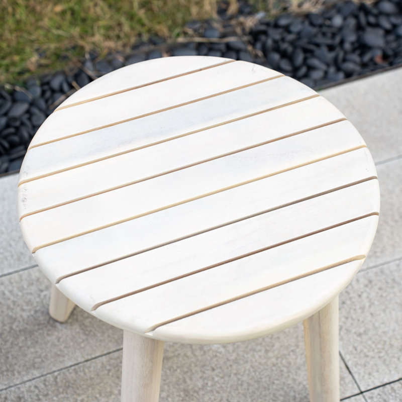 Round Acacia Solid Wood Outdoor Side Table - 45 cm W 45 cm D