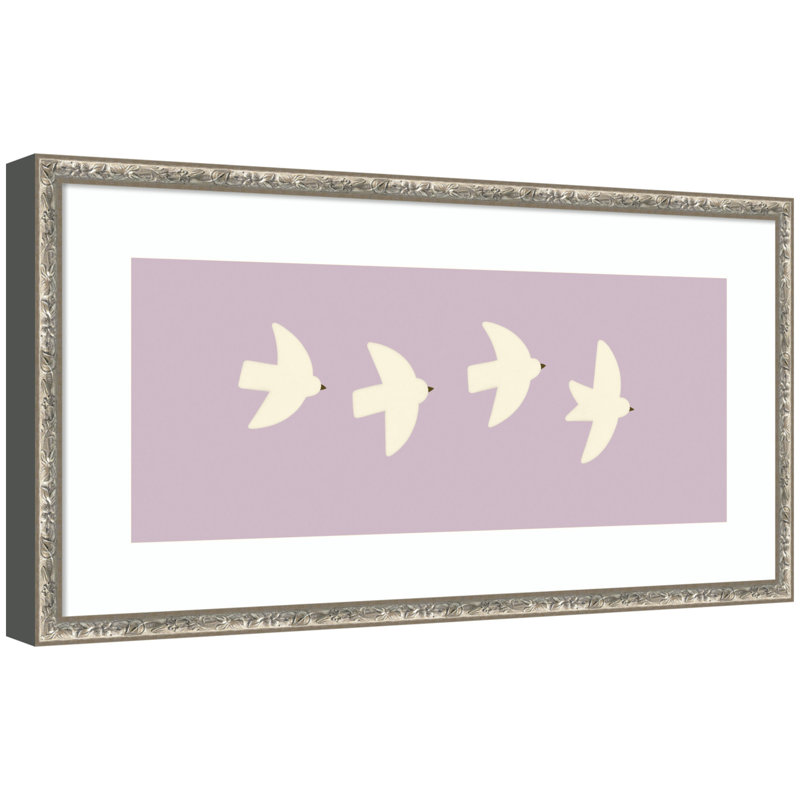 Impression d'art mural encadré Minimalist Birds 3 par mauve clair par Laura Moss, H 13 po x l 25 po, Violet