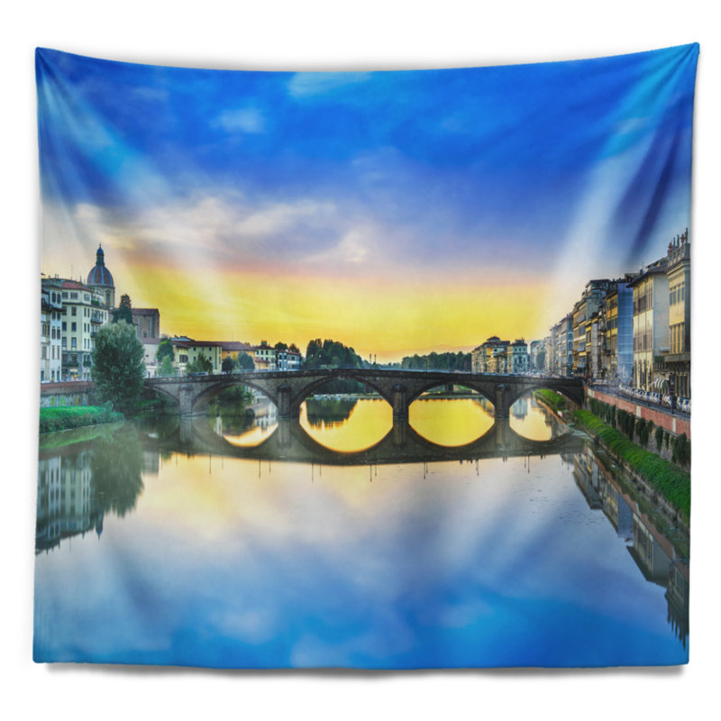 Photo de plage, pont médiéval de Carraia sur la rivière Arno, H 68 po x l 80 po