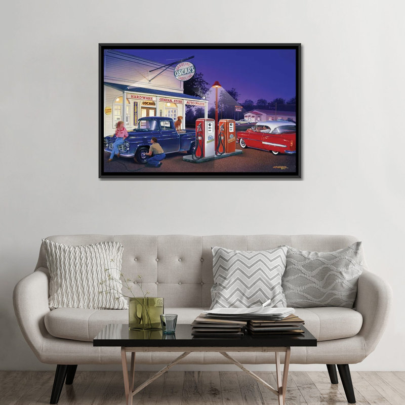 «Oscar's General Store», affiche vintage sur toile, H 18 po x l 26 po x P 1,5 po, Toile avec cadre noir