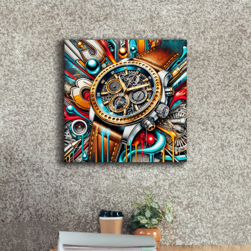  «Abstract Watch» par Rey Klimt, art mural sur toile, 26 po x 26 po, H 18 po x l 18 po x P 0,75 po