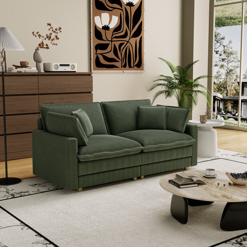 Canapé contemporain à assise profonde pour salon, Vert