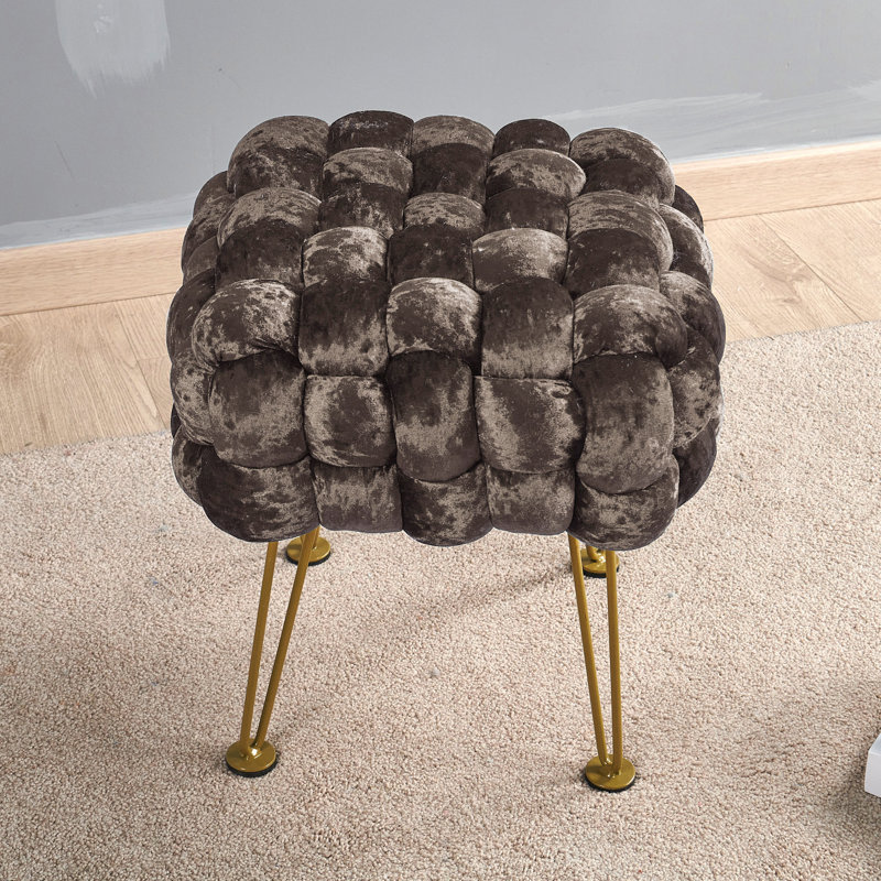 16" Wide Velvet Square Ottoman, Chocolate Velvet
