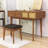 Wood Makeup Vanity Set with Three Drawers, Upholstered Stool and Mirror-420312279