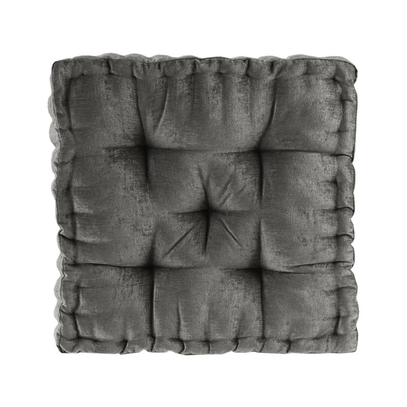 Coussin de sol carré en chenille poly A Alez, Gris anthracite, Carré 20 po