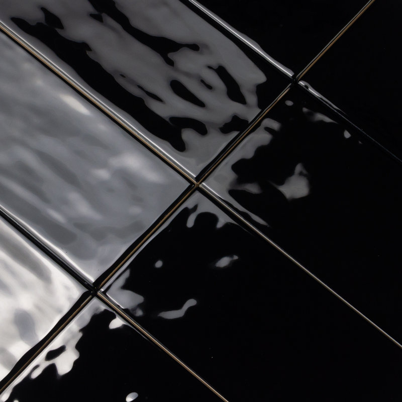 Carreau de mur de métro 4 po x 8 po Jade, Noir lave